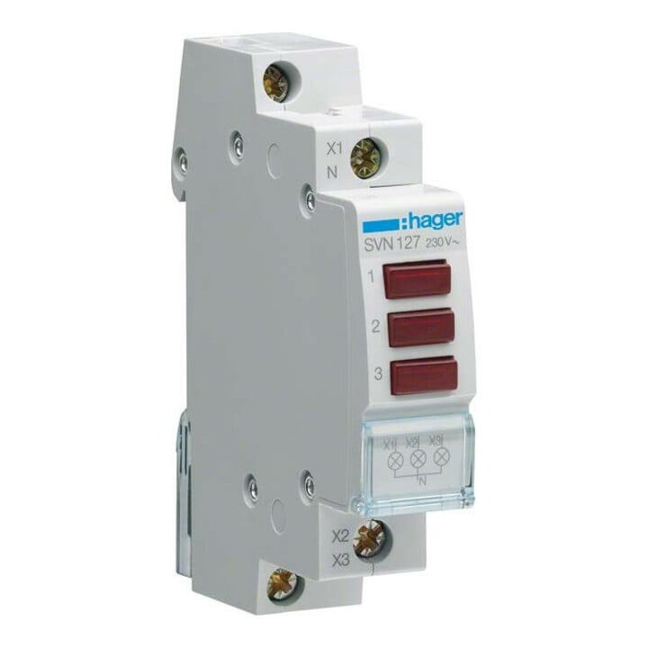 Hager LED-Leuchtmelder 3fach rot,230VAC SVN127