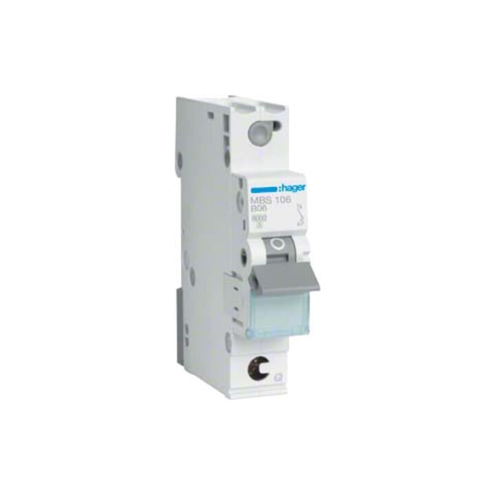 Hager Leitungsschutzschalter 1p. B-6A, 6kA, 1M QC MBS106