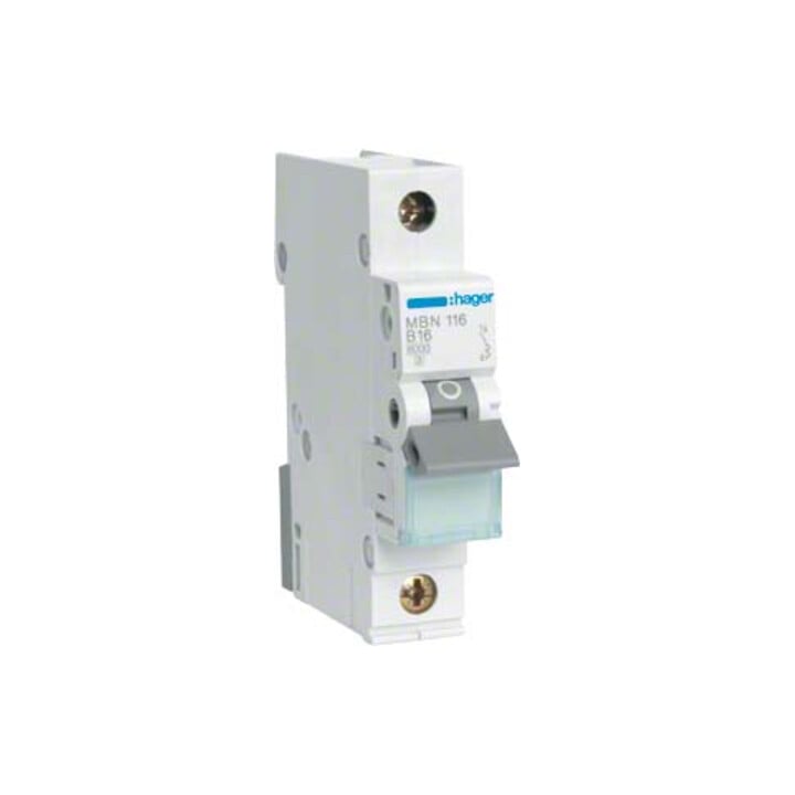 Hager Leitungsschutzschalter 1pol. B-16A, 6kA MBN116
