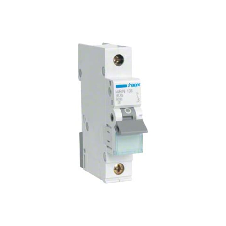 Hager Leitungsschutzschalter 1pol. B-6A, 6kA MBN106