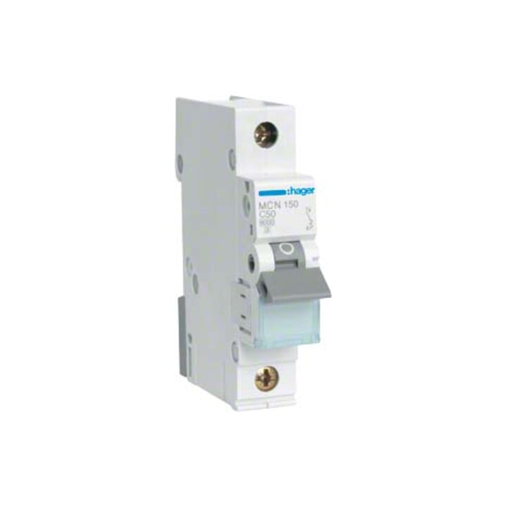 Hager Leitungsschutzschalter 1pol. C-50A, 6kA MCN150