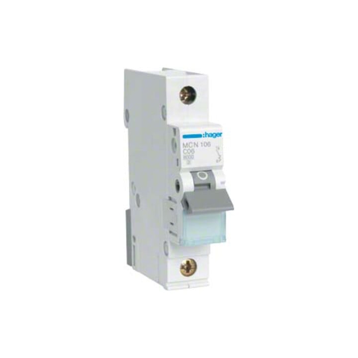 Hager Leitungsschutzschalter 1pol. C-6A, 6kA MCN106