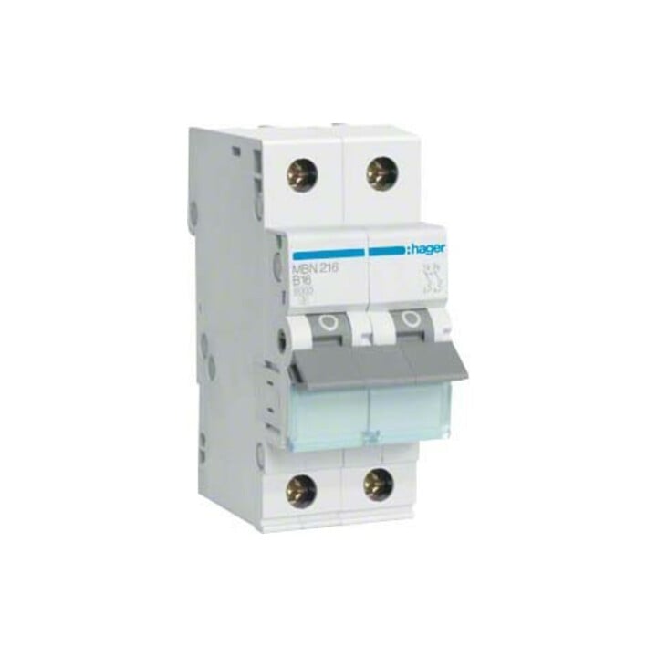 Hager Leitungsschutzschalter 2pol. B-16A, 6kA MBN216