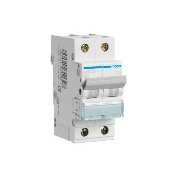 Hager Leitungsschutzschalter 2pol. C-2A, 6kA MCN202