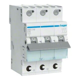 Hager Leitungsschutzschalter 3p. B-16A,6kA,3M QC MBS316