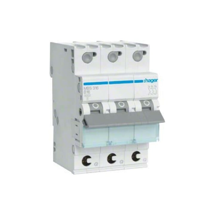 Hager Leitungsschutzschalter 3p. B-16A,6kA,3M QC MBS316