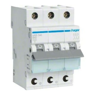 Hager Leitungsschutzschalter 3p. B-40A,6kA,3M QC MBS340