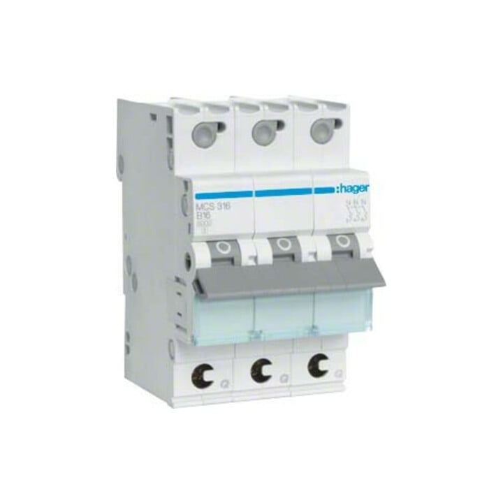 Hager Leitungsschutzschalter 3p. C-16A 6kA 3M QC MCS316