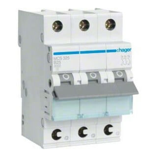Hager Leitungsschutzschalter 3p. C-25A 6kA 3M QC MCS325