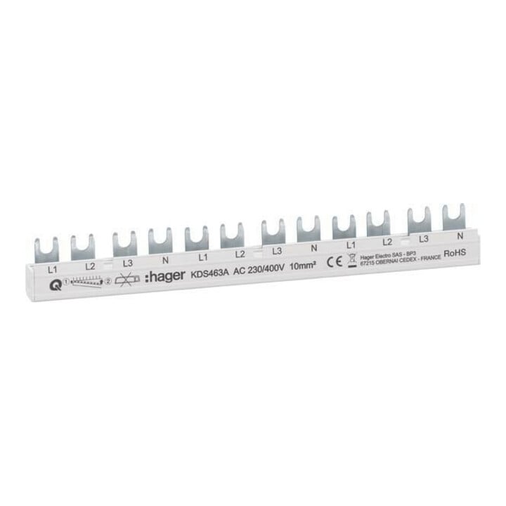 Hager Phasenschiene 12 Module 63A L1L2L3N-L1L2L3N KDS463A