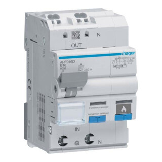Hager Protection arc électrique 1P+N 6kA B-16A 30mA ARF916D
