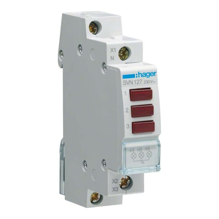 Hager Signal lumineux LED 3x rouge, 230VAC SVN127