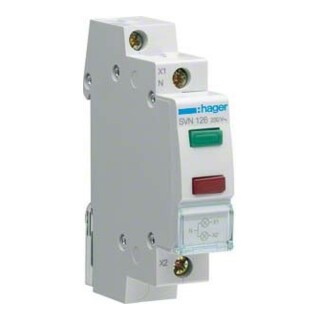 Hager Signalisation LED 2 voies vert et rouge, 230 V AC SVN126