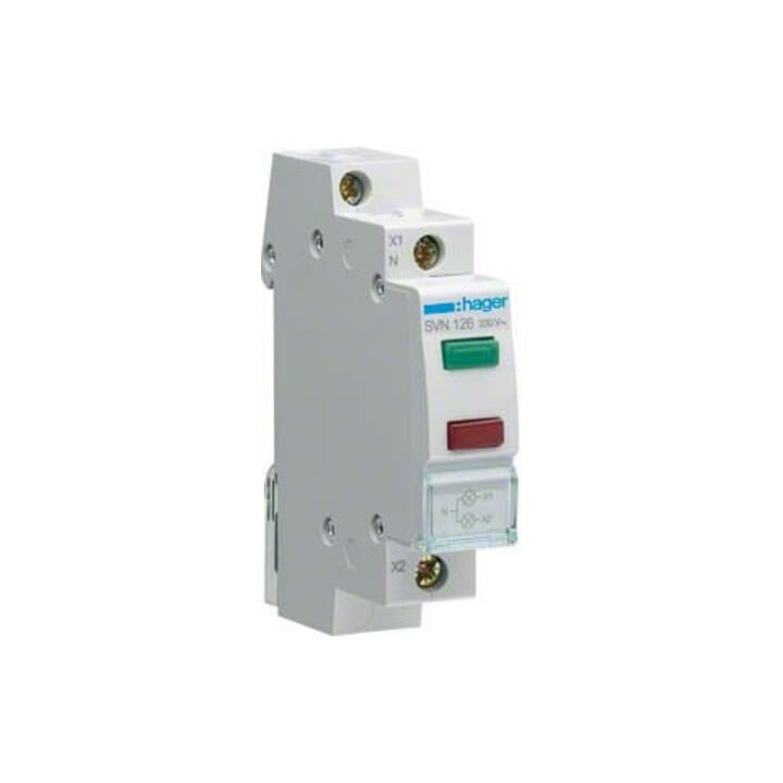 Hager Signalisation LED 2 voies vert et rouge, 230 V AC SVN126
