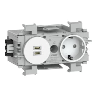Hager Steckdose 1f. USB C/C PD 20W verkehrsweiß GS17019016