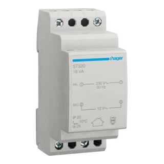 Hager Transformateur de sécurité 230V/12V 18VA 2PLE ST320