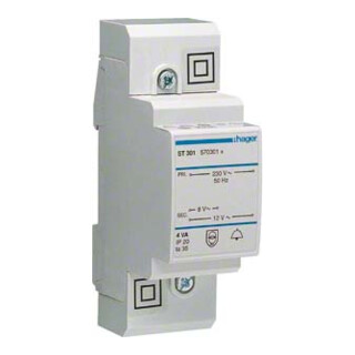 Hager Transformateur de sonnette 8V/0,5A-12V/0,33A ST301