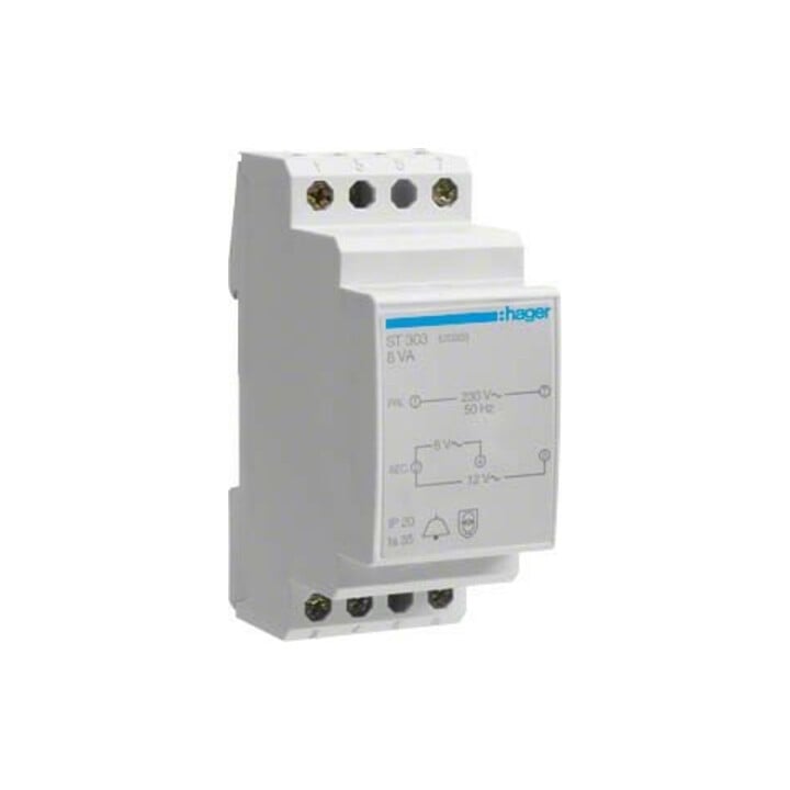 Hager Transformateur de sonnette 8V/1,0A-12V/0,67A ST303