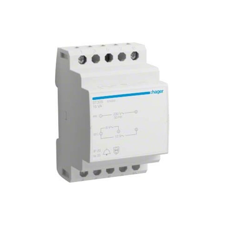 Hager Transformateur de sonnette 8V/2,0A-12V/1,33A ST305