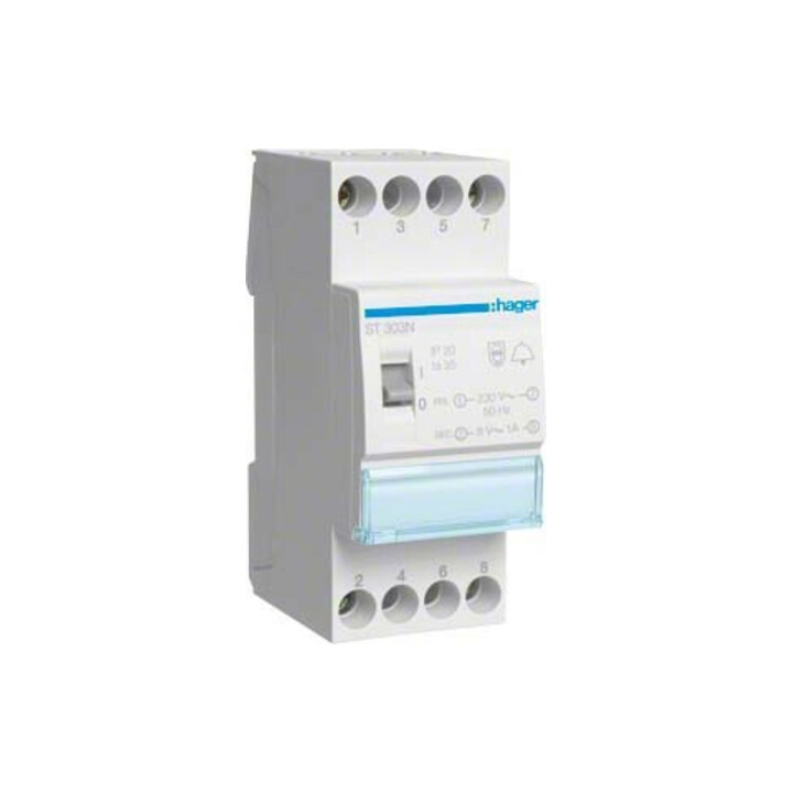 Hager Transformateur de sonnette avec interrupteur 8VA 230/8V ST303N