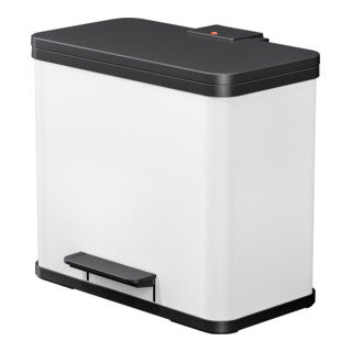Hailo Öko duo Plus L, Poubelle à pédale, 17 + 9 ltr, blanc