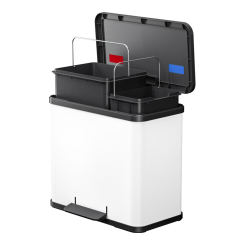Hailo Öko duo Plus L, Poubelle à pédale, 17 + 9 ltr, blanc