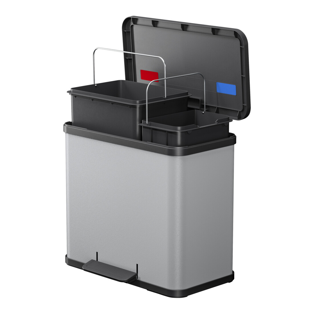 Hailo Öko duo Plus L, Poubelle à pédale, 17 + 9 ltr, Gris