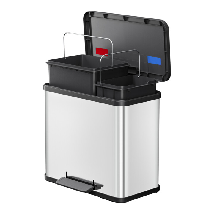 Hailo Öko duo Plus L, Poubelle à pédale, 17 + 9 ltr, inox