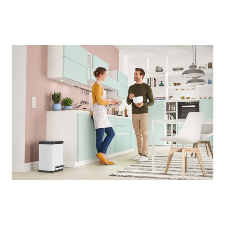 Hailo Öko duo Plus M, Poubelle à pédale, 2x9 l, blanc