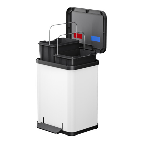 Hailo Öko duo Plus M, Poubelle à pédale, 2x9 l, blanc