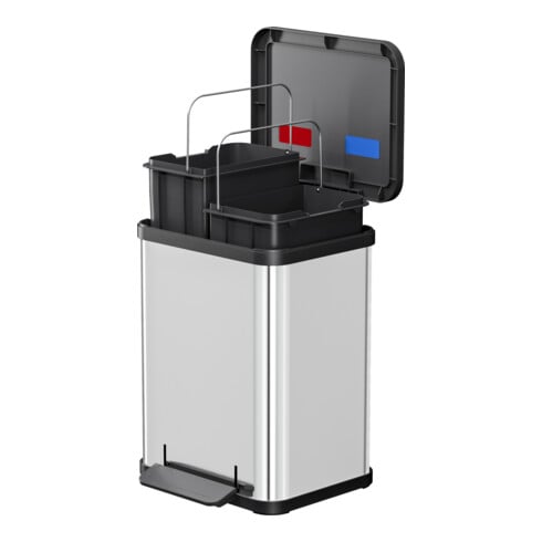 Hailo Öko duo Plus M, Poubelle à pédale, 2x9 l, inox