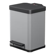 Hailo Öko duo Plus M, Poubelle à pédale, 2x9 ltr, argent