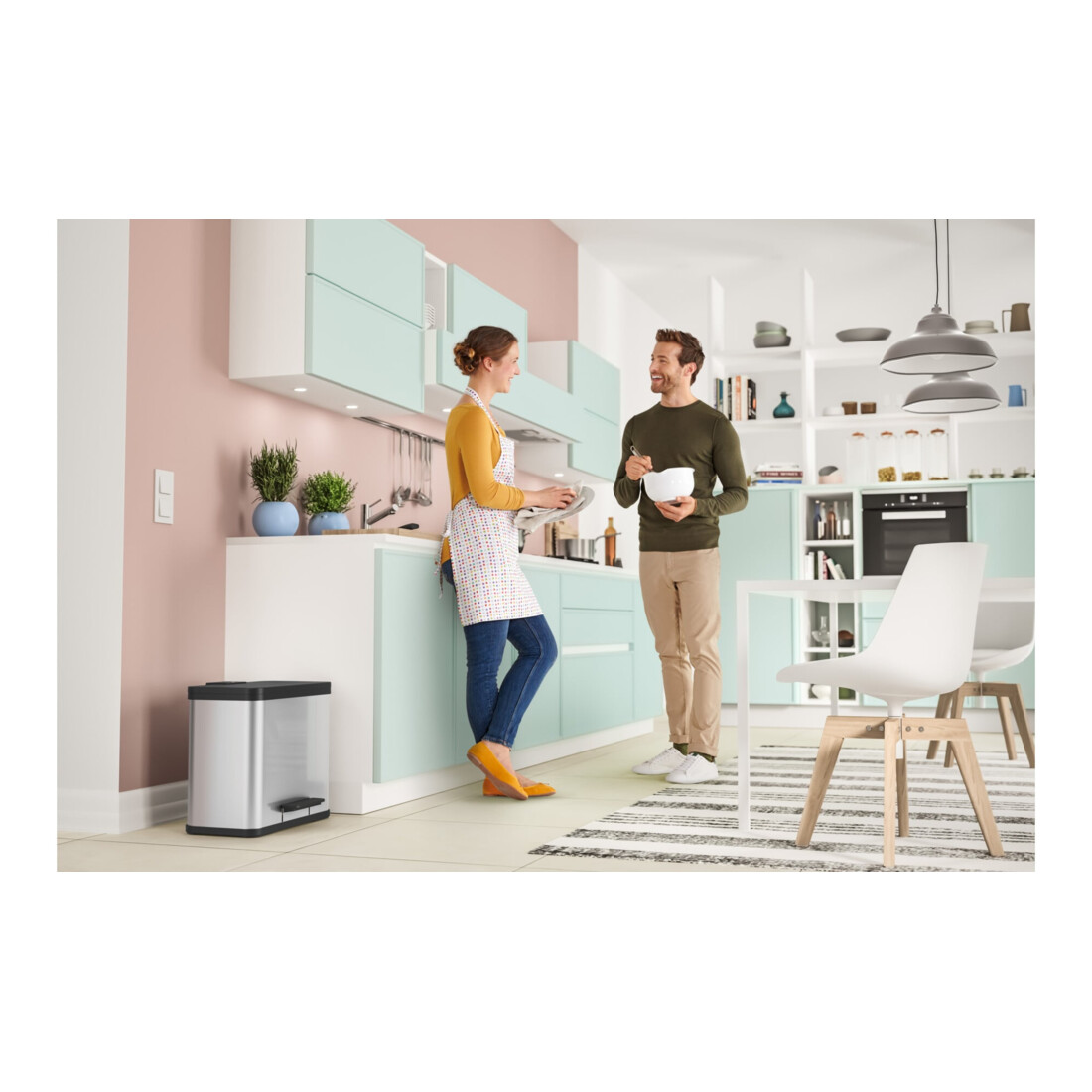 Hailo Öko trio Plus L, Poubelle à pédale, 3x9 l, inox