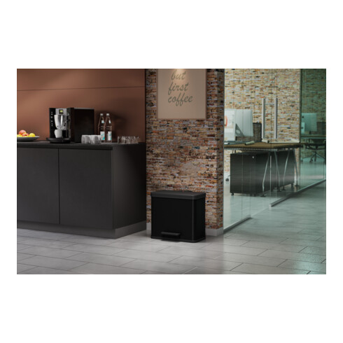 Hailo Öko trio Plus L, Poubelle à pédale, 3x9 l, noir