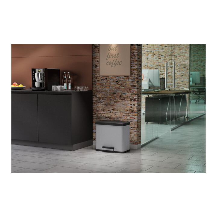 Hailo Öko trio Plus L, Poubelle à pédale, 3x9 ltr, argent