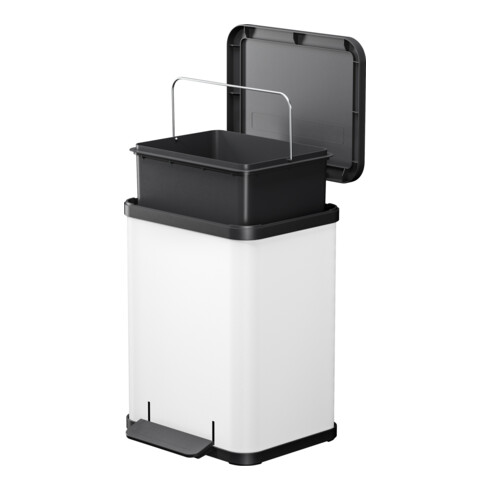 Hailo Öko uno Plus M, poubelle à pédale, 17 ltr, blanc