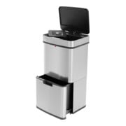 Hailo Öko Vario XL, Poubelle à capteur design, 25 + 25 + 4 ltr, inox anti-traces de doigts-5