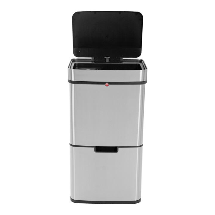 Hailo Öko Vario XL, Poubelle à capteur design, 25 + 25 + 4 ltr, inox anti-traces de doigts