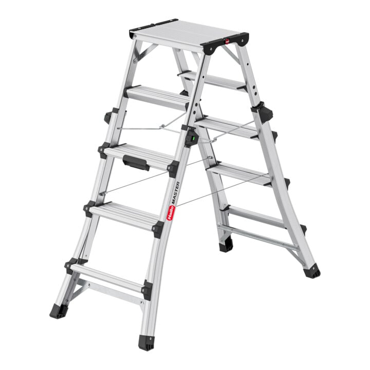 Hailo Alu-Teleskop-Doppelstufenleiter Master DTL100 2x4 - 2x6 Stufen