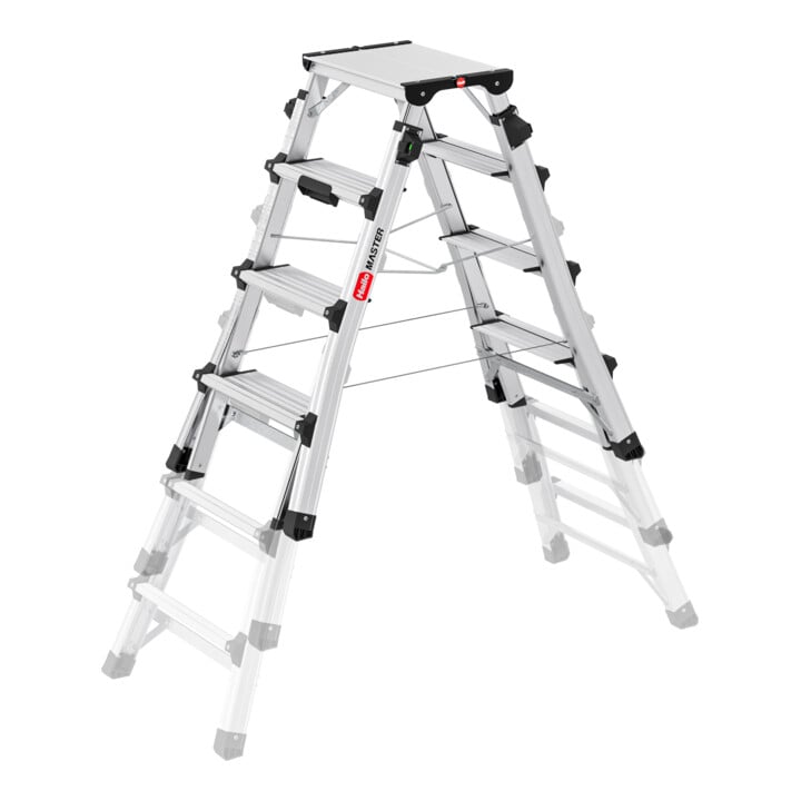 Hailo Alu-Teleskop-Doppelstufenleiter Master DTL100 2x4 - 2x6 Stufen