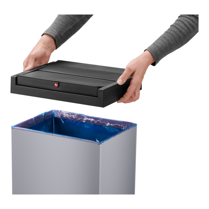 Hailo Big-Box Swing XL, poubelle grande capacité, 52 litres, argenté