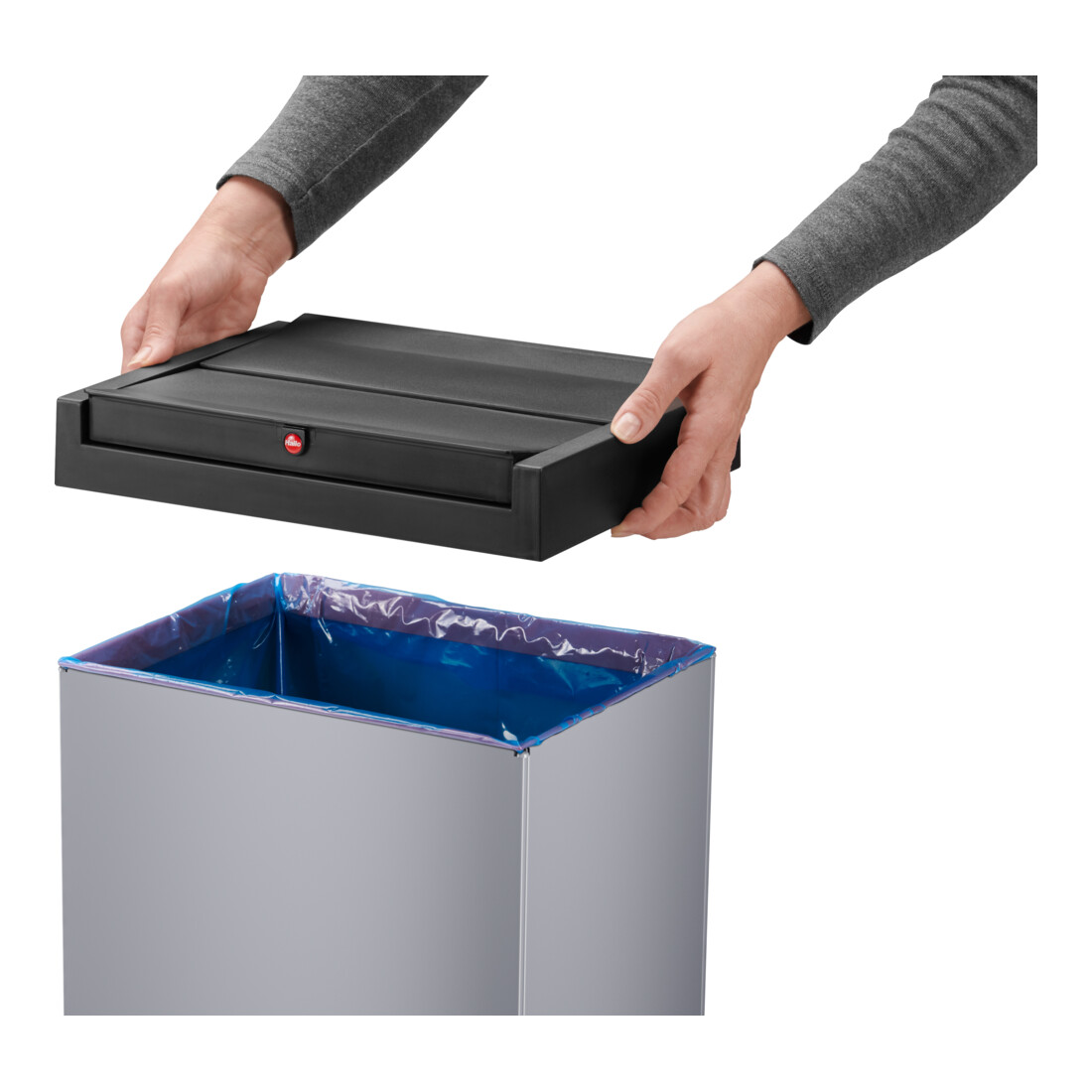 Hailo Big-Box Swing XL, poubelle grande capacité, 52 litres, argenté