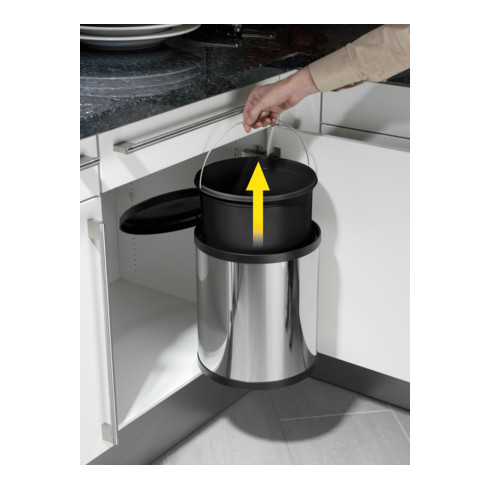Hailo Compact-Box M, Einbau-Mülleimer, 15 ltr, Edelstahl