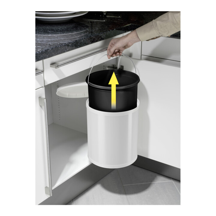 Hailo Compact-Box M, Einbau-Mülleimer, 15 ltr, Weiß
