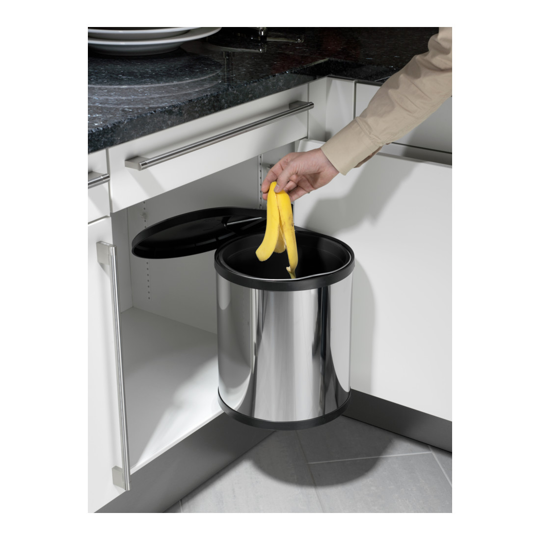Hailo Compact-Box M, poubelle encastrable, 15 litres, inox