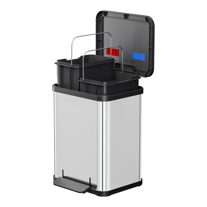 Hailo duo Plus M, Tret-Mülltrenner, 2x9 ltr, Edelstahl