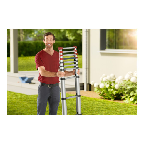Hailo FlexLine T80, Alu-Sicherheits-Teleskopleiter, 11 Sprossen