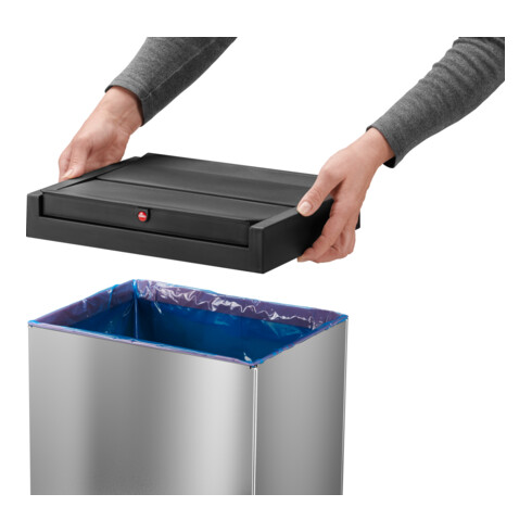 Hailo Big-Box Swing XL, Großraum-Müllbox, 52 ltr, Edelstahl