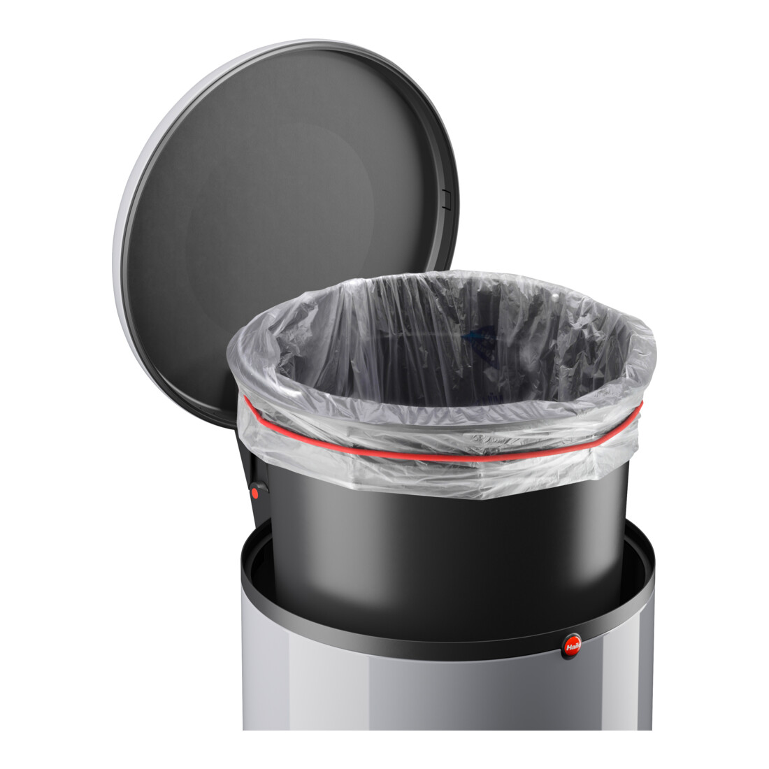 Hailo Harmony M, poubelle à pédale design, 12 ltr, argent