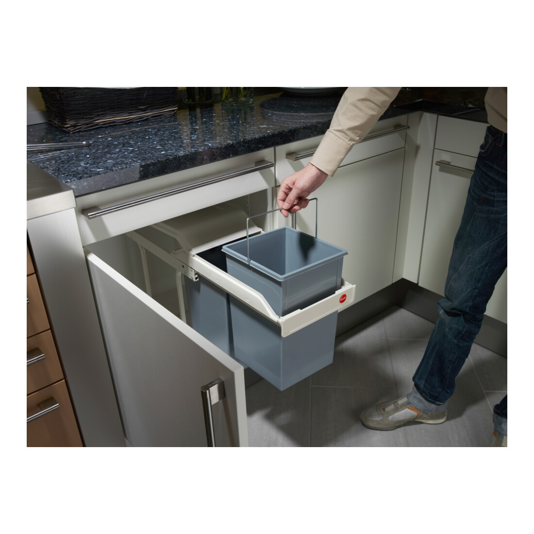 Hailo Multi-Box duo L, poubelle encastrable, 2x14 ltr